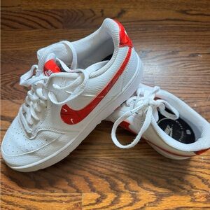 Nike Court Vision Low Swoosh Print Red/White Sneakers